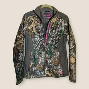 Game Winner Womens Small Realtree Camo Softshell Jacket Pink Zip Hunting Rain